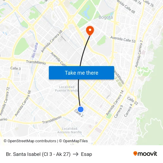 Br. Santa Isabel (Cl 3 - Ak 27) to Esap map