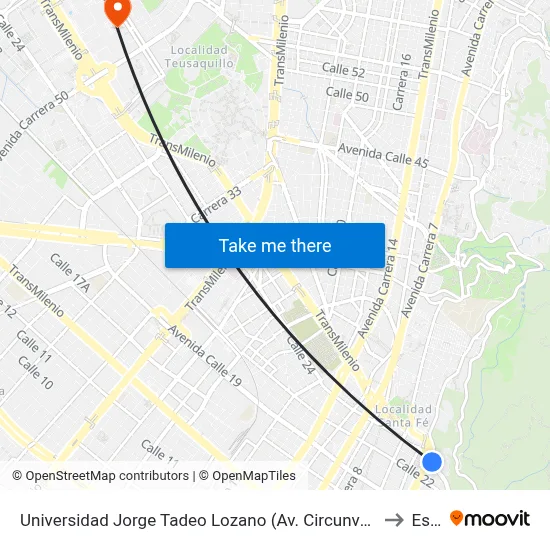 Universidad Jorge Tadeo Lozano (Av. Circunvalar - Cl 23b) to Esap map