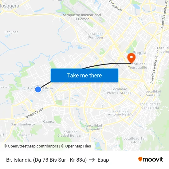 Br. Islandia (Dg 73 Bis Sur - Kr 83a) to Esap map