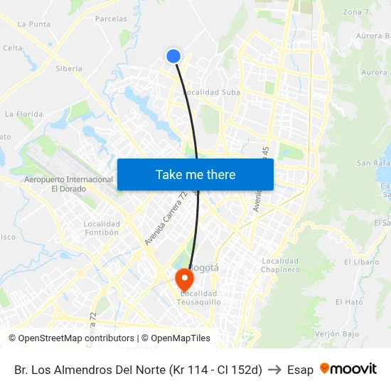 Br. Los Almendros Del Norte (Kr 114 - Cl 152d) to Esap map