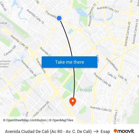 Avenida Ciudad De Cali (Ac 80 - Av. C. De Cali) to Esap map