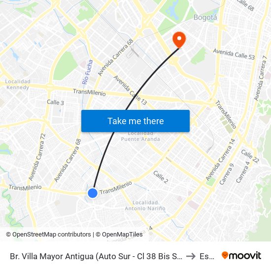 Br. Villa Mayor Antigua (Auto Sur - Cl 38 Bis Sur) to Esap map