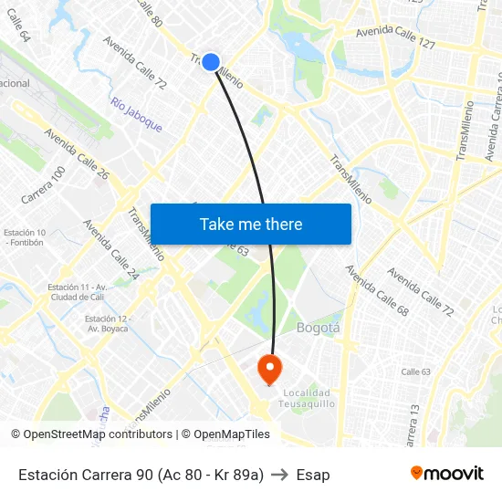 Estación Carrera 90 (Ac 80 - Kr 89a) to Esap map