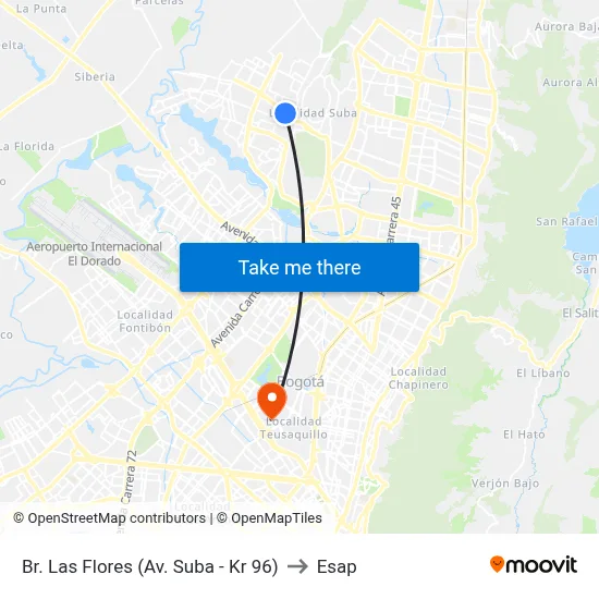 Br. Las Flores (Av. Suba - Kr 96) to Esap map