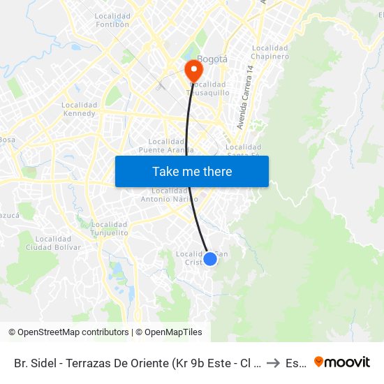 Br. Sidel - Terrazas De Oriente (Kr 9b Este - Cl 32b Sur) to Esap map