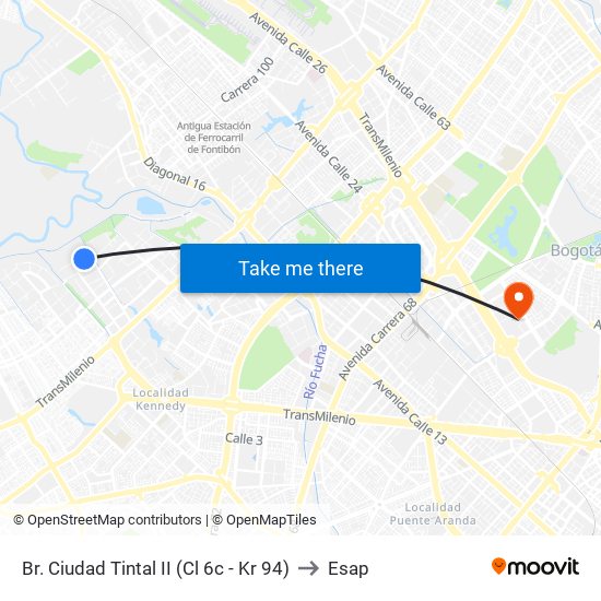 Br. Ciudad Tintal II (Cl 6c - Kr 94) to Esap map
