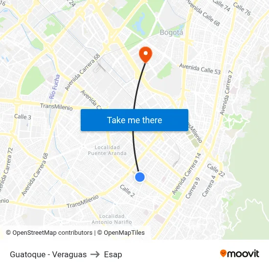 Guatoque - Veraguas to Esap map