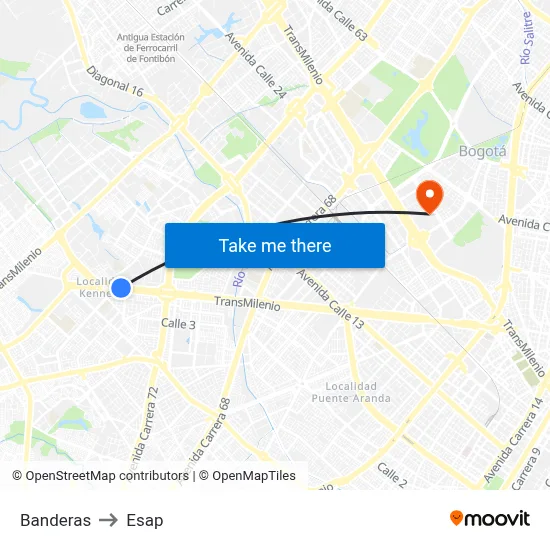 Banderas to Esap map