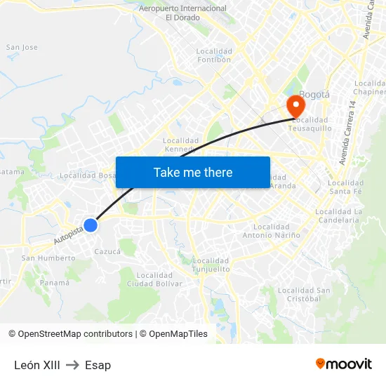 León XIII to Esap map