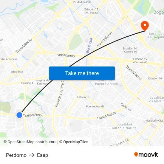 Perdomo to Esap map