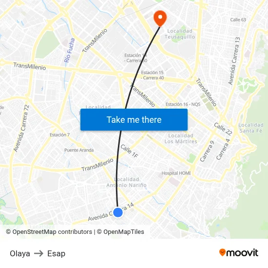 Olaya to Esap map
