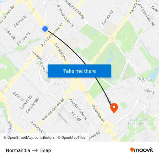 Normandía to Esap map
