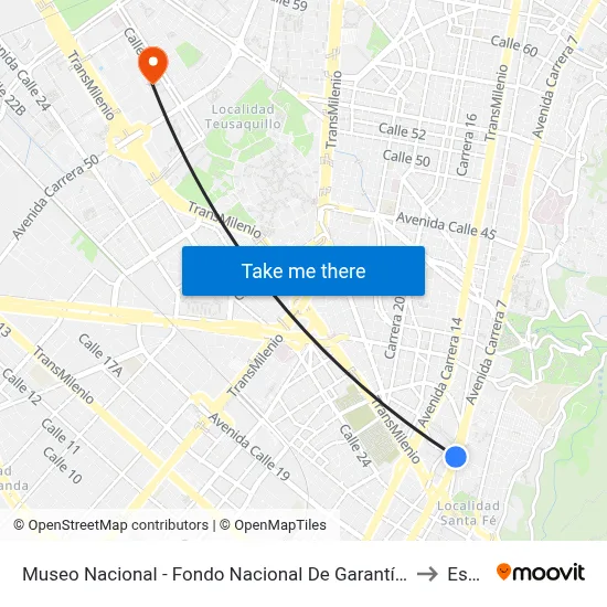 Museo Nacional - Fondo Nacional De Garantías to Esap map
