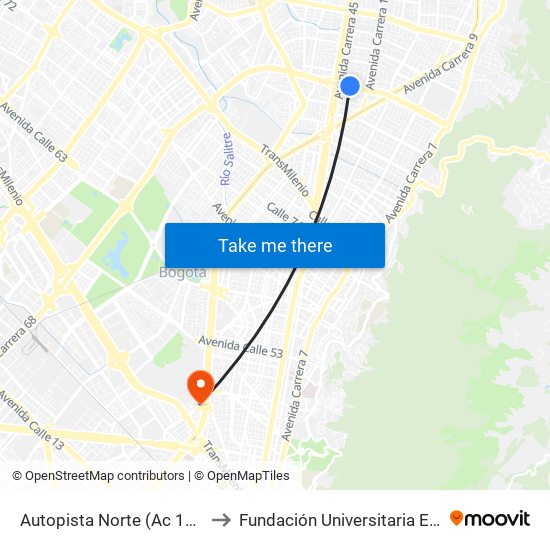 Autopista Norte (Ac 100 - Kr 21) to Fundación Universitaria Empresarial map