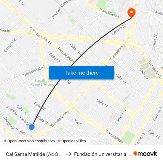 Cai Santa Matilde (Ac 8 Sur - Kr 32d) to Fundación Universitaria Empresarial map