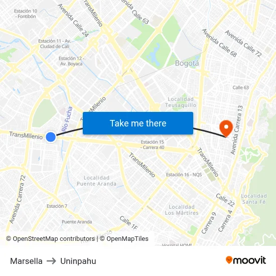 Marsella to Uninpahu map