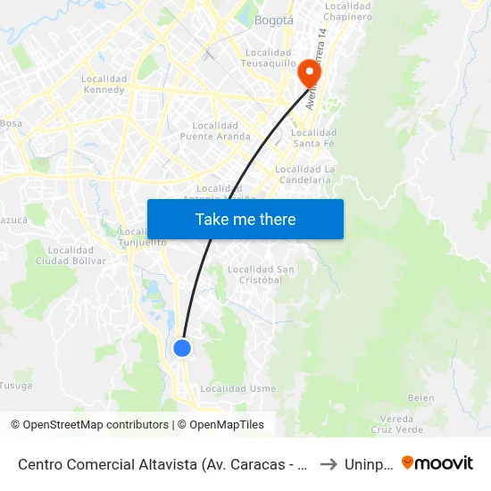 Centro Comercial Altavista (Av. Caracas - Cl 67a Sur) (B) to Uninpahu map
