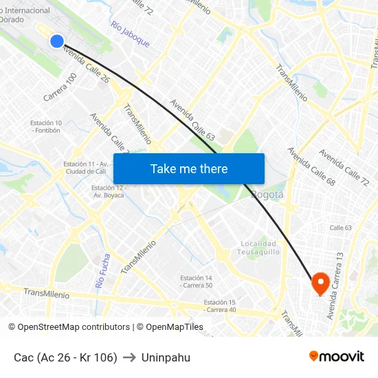 Cac (Ac 26 - Kr 106) to Uninpahu map