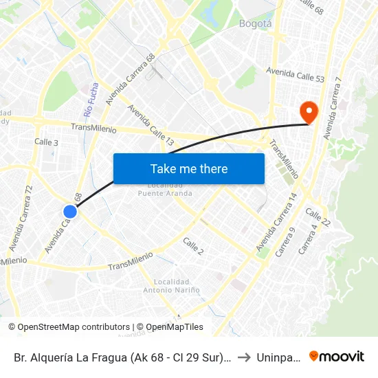 Br. Alquería La Fragua (Ak 68 - Cl 29 Sur) (C) to Uninpahu map