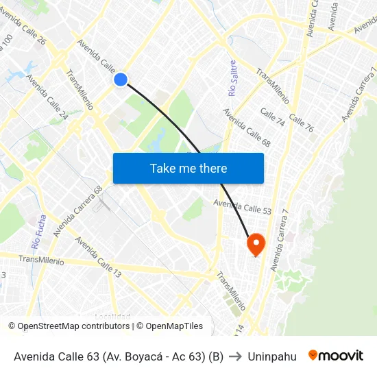 Avenida Calle 63 (Av. Boyacá - Ac 63) (B) to Uninpahu map