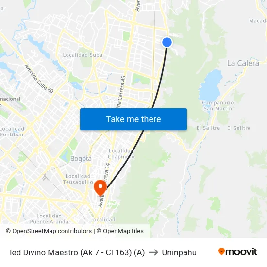 Ied Divino Maestro (Ak 7 - Cl 163) (A) to Uninpahu map