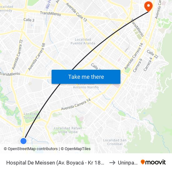 Hospital De Meissen (Av. Boyacá - Kr 18b) (A) to Uninpahu map