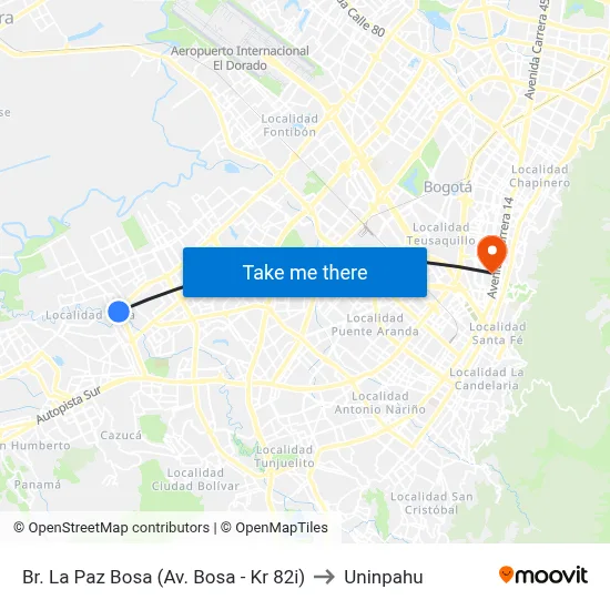 Br. La Paz Bosa (Av. Bosa - Kr 82i) to Uninpahu map