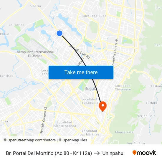 Br. Portal Del Mortiño (Ac 80 - Kr 112a) to Uninpahu map