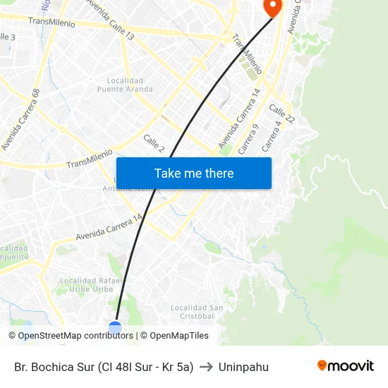 Br. Bochica Sur (Cl 48l Sur - Kr 5a) to Uninpahu map