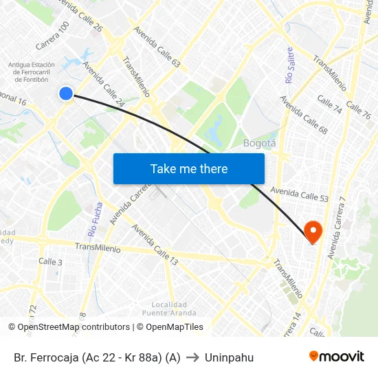 Br. Ferrocaja (Ac 22 - Kr 88a) (A) to Uninpahu map