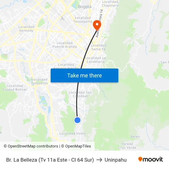 Br. La Belleza (Tv 11a Este - Cl 64 Sur) to Uninpahu map