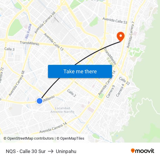 NQS - Calle 30 Sur to Uninpahu map