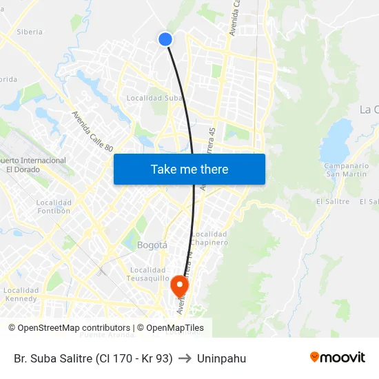 Br. Suba Salitre (Cl 170 - Kr 93) to Uninpahu map
