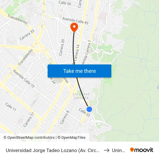 Universidad Jorge Tadeo Lozano (Av. Circunvalar - Cl 23b) to Uninpahu map