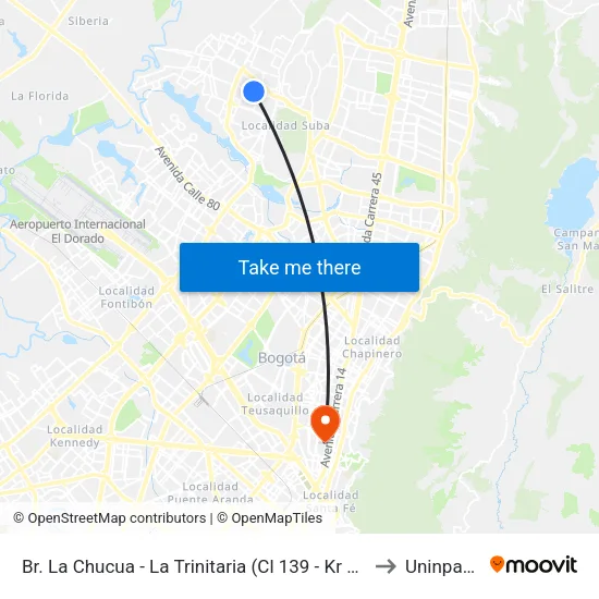 Br. La Chucua - La Trinitaria (Cl 139 - Kr 99) to Uninpahu map