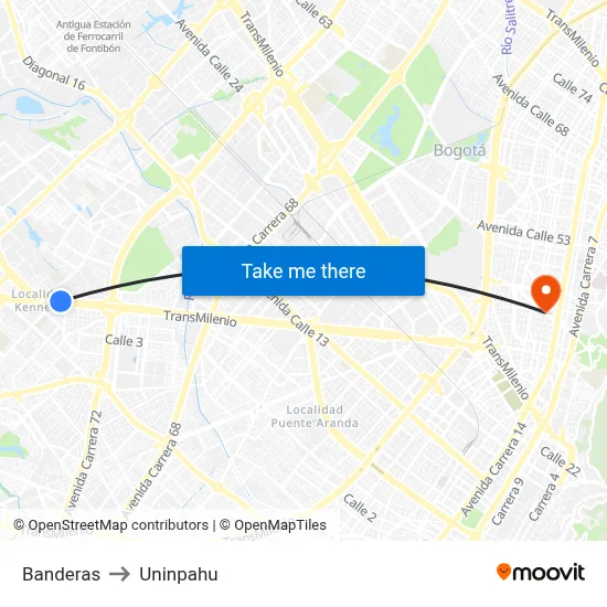 Banderas to Uninpahu map