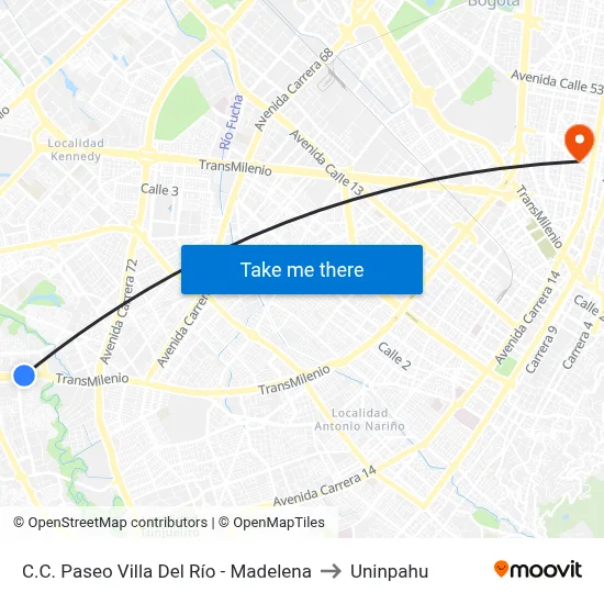 C.C. Paseo Villa Del Río - Madelena to Uninpahu map