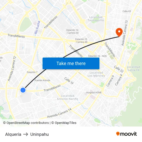 Alquería to Uninpahu map