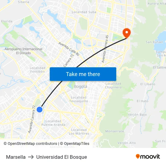 Marsella to Universidad El Bosque map