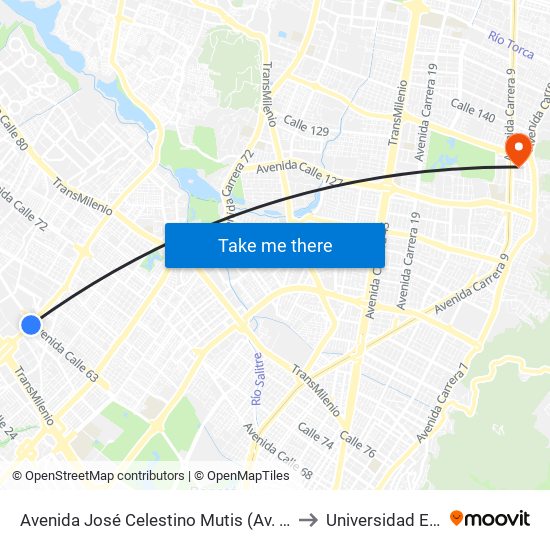 Avenida José Celestino Mutis (Av. C. De Cali - Ac 63) to Universidad El Bosque map