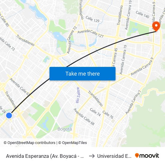 Avenida Esperanza (Av. Boyacá - Av. Esperanza) (A) to Universidad El Bosque map