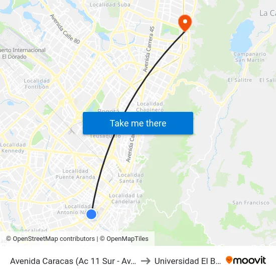 Avenida Caracas (Ac 11 Sur - Av. Caracas) to Universidad El Bosque map