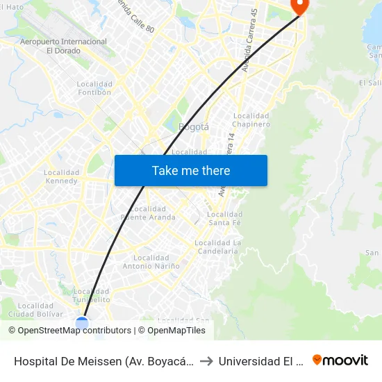 Hospital De Meissen (Av. Boyacá - Kr 18b) (A) to Universidad El Bosque map