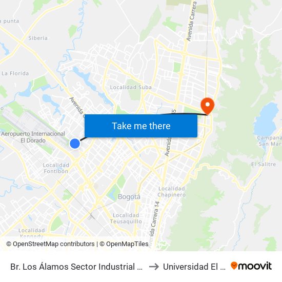 Br. Los Álamos Sector Industrial (Ac 63 - Ak 96) to Universidad El Bosque map