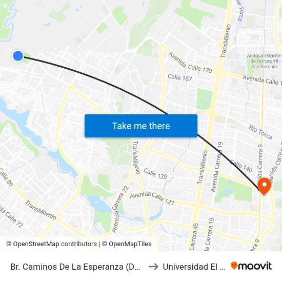 Br. Caminos De La Esperanza (Dg 149 - Tv 142) to Universidad El Bosque map