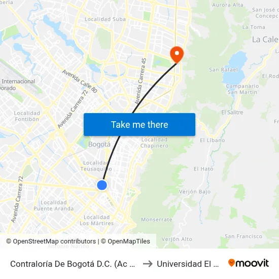 Contraloría De Bogotá D.C. (Ac 26 - Kr 31a) to Universidad El Bosque map