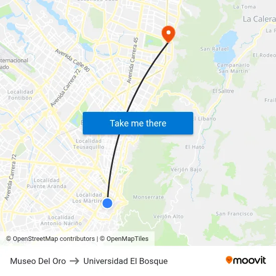 Museo Del Oro to Universidad El Bosque map