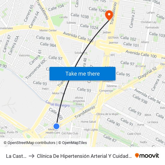 La Castellana to Clínica De Hipertensión Arterial Y Cuidados Coronarios - Chacc map