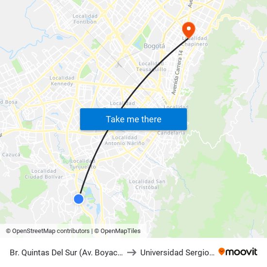 Br. Quintas Del Sur (Av. Boyacá - Cl 70b Sur) to Universidad Sergio Arboleda map