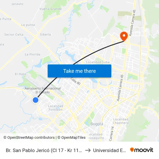 Br. San Pablo Jericó (Cl 17 - Kr 116a) to Universidad Ecci map